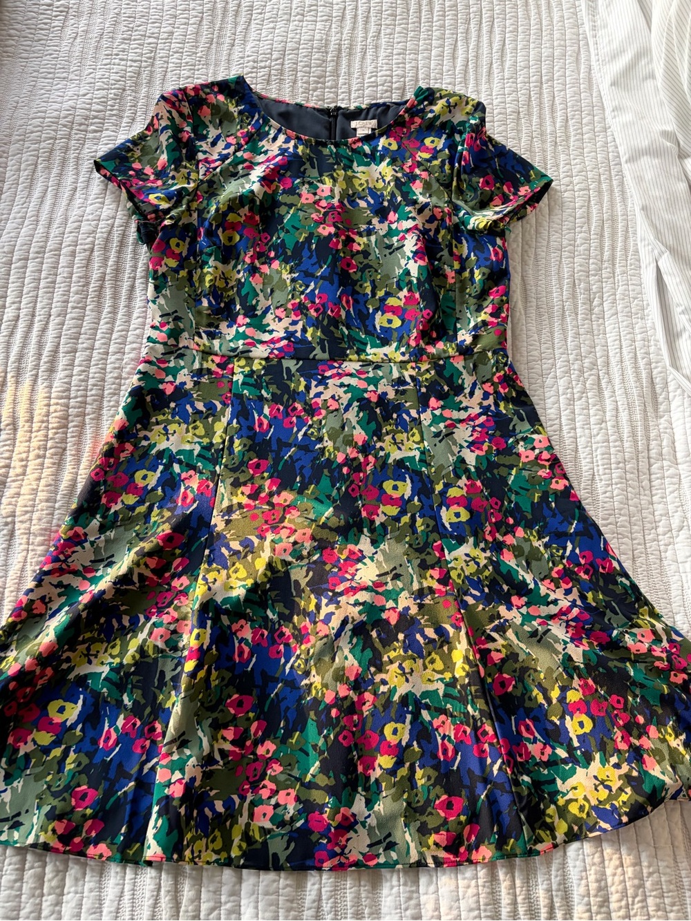 J. Crew Multicolor Floral Print Dress - Blue Green Pink